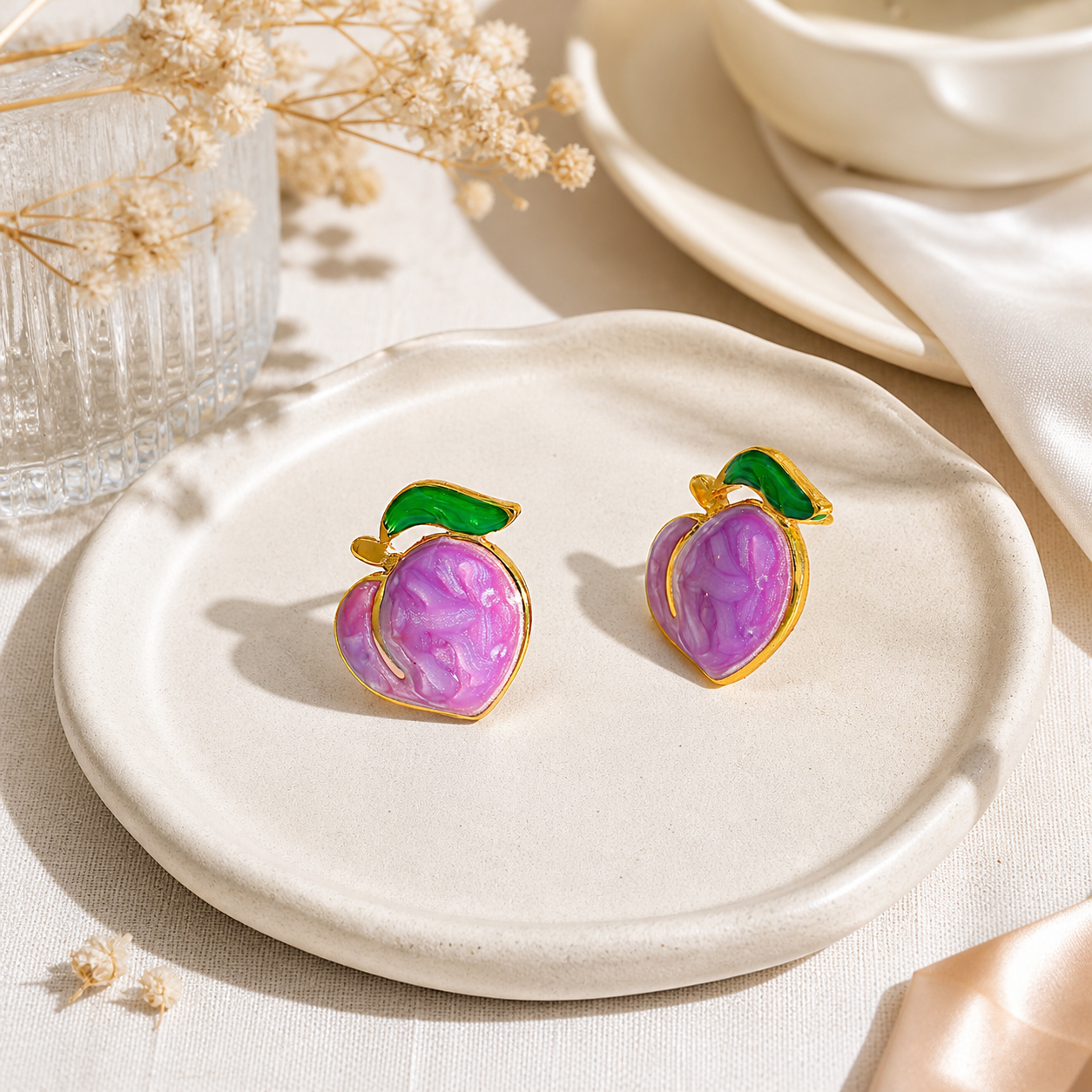 Peach Charm Earrings | Gold Plated