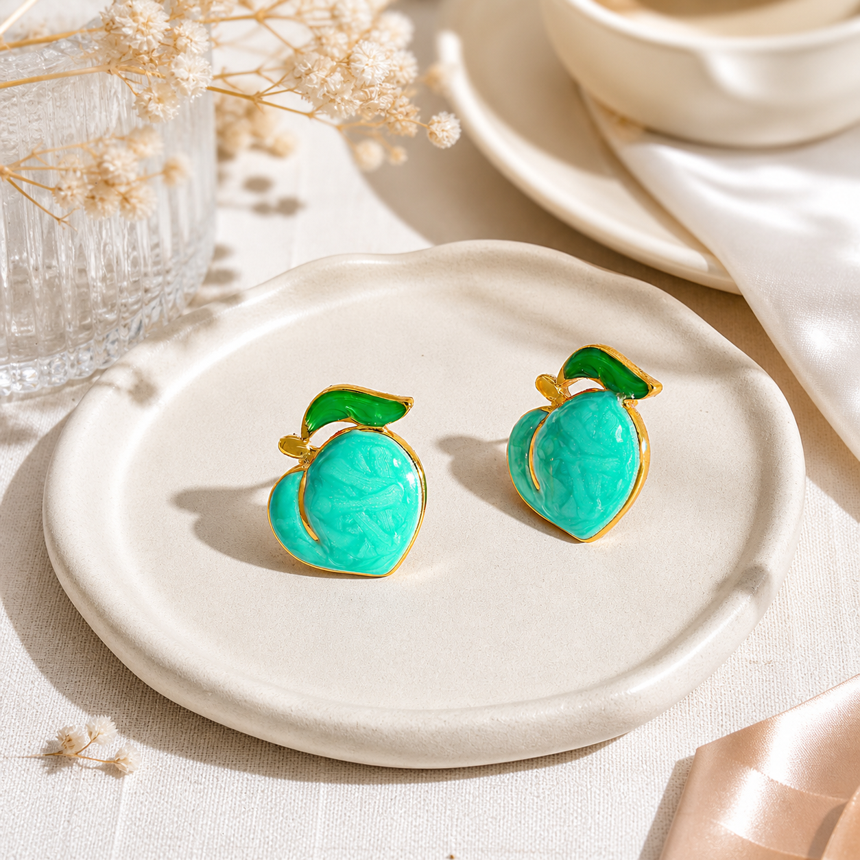 Peach Charm Earrings | Gold Plated