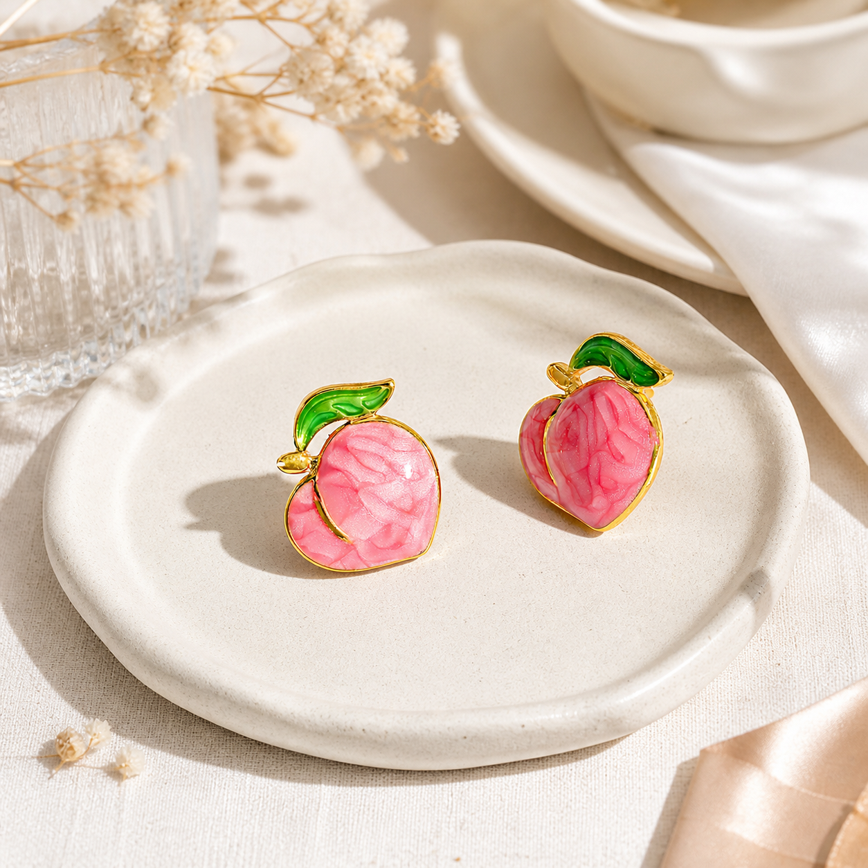 Peach Charm Earrings | Gold Plated