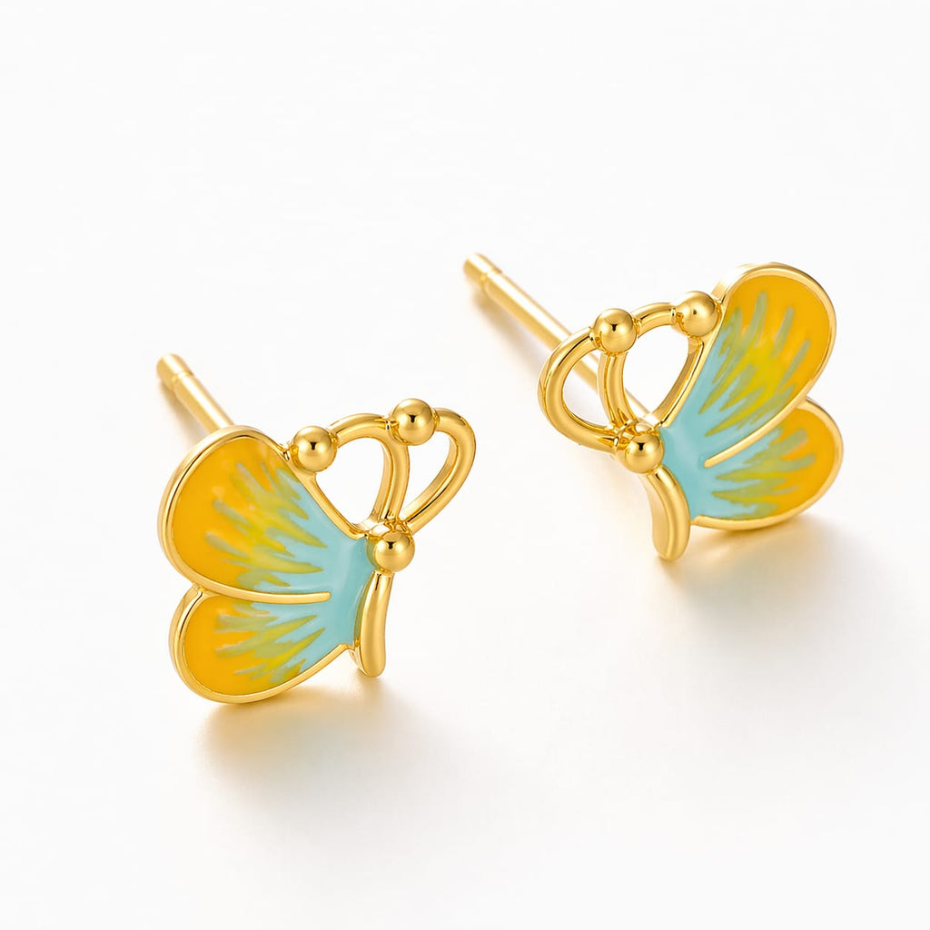 Butterfly Stud Earrings | Gold Plated