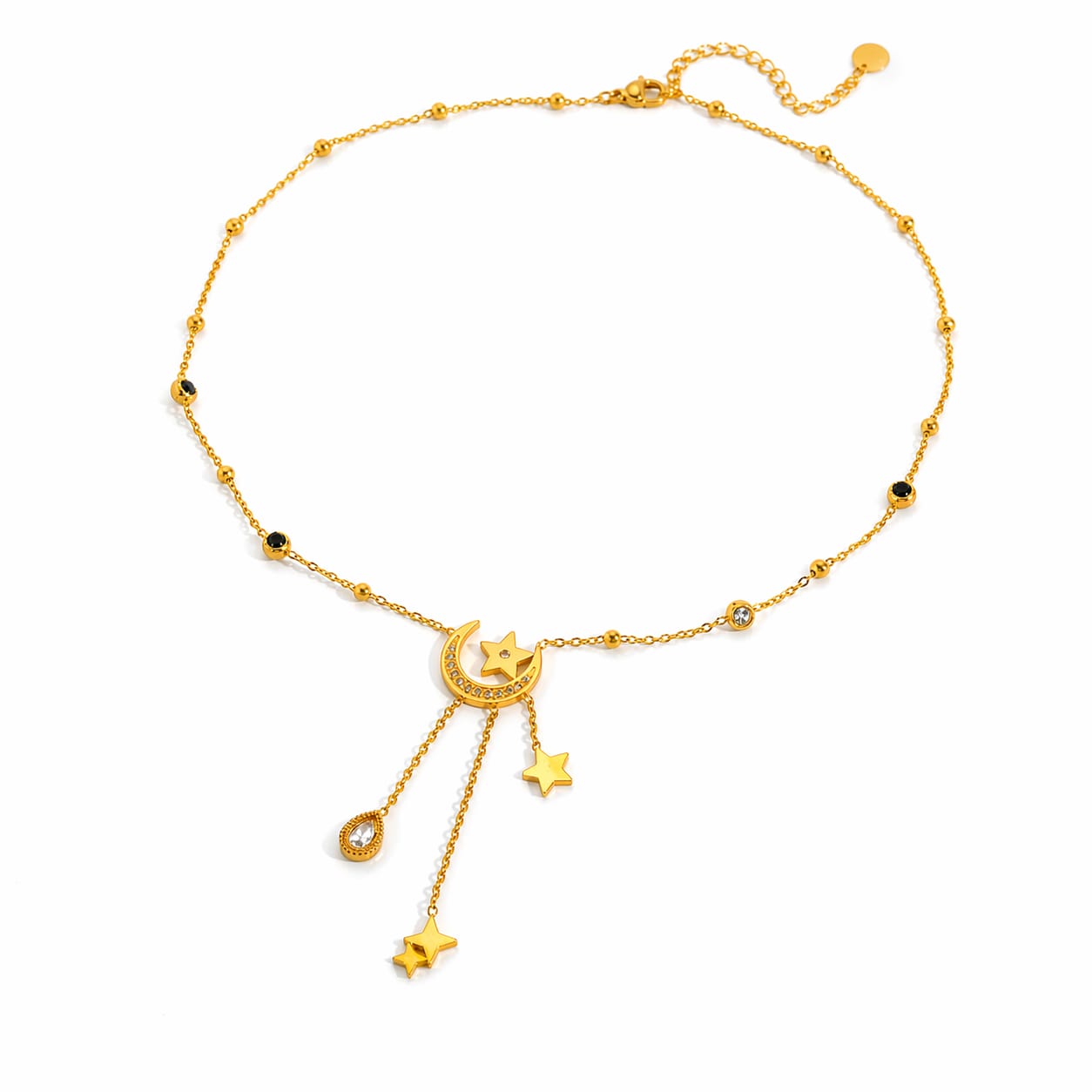 Gold Celestial Pendant Necklace | Moon Star CZ Charm