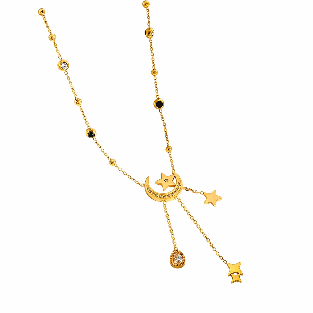 Gold Celestial Pendant Necklace | Moon Star CZ Charm