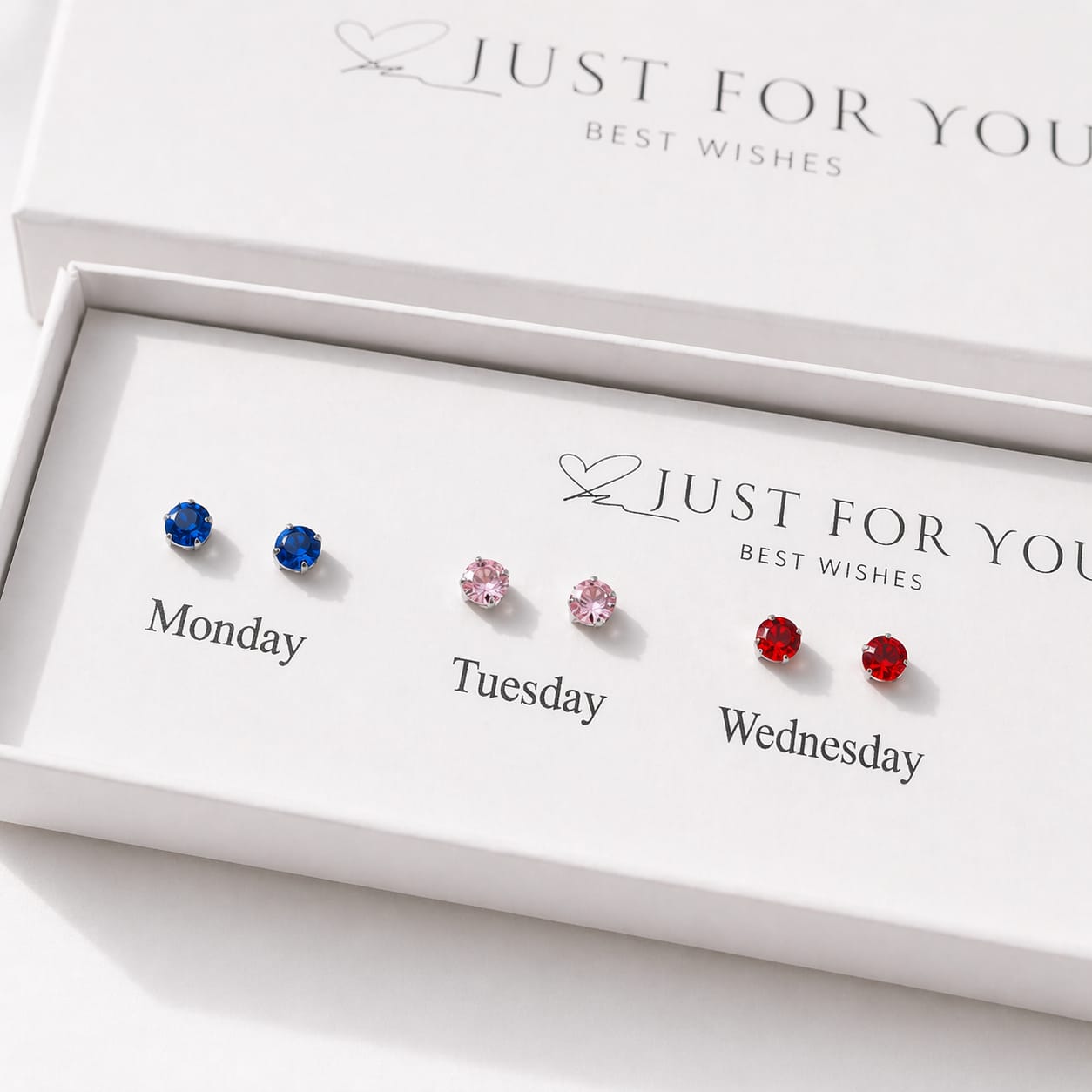 Days of the Week Crystal Stud Earring Set | Gold Plated