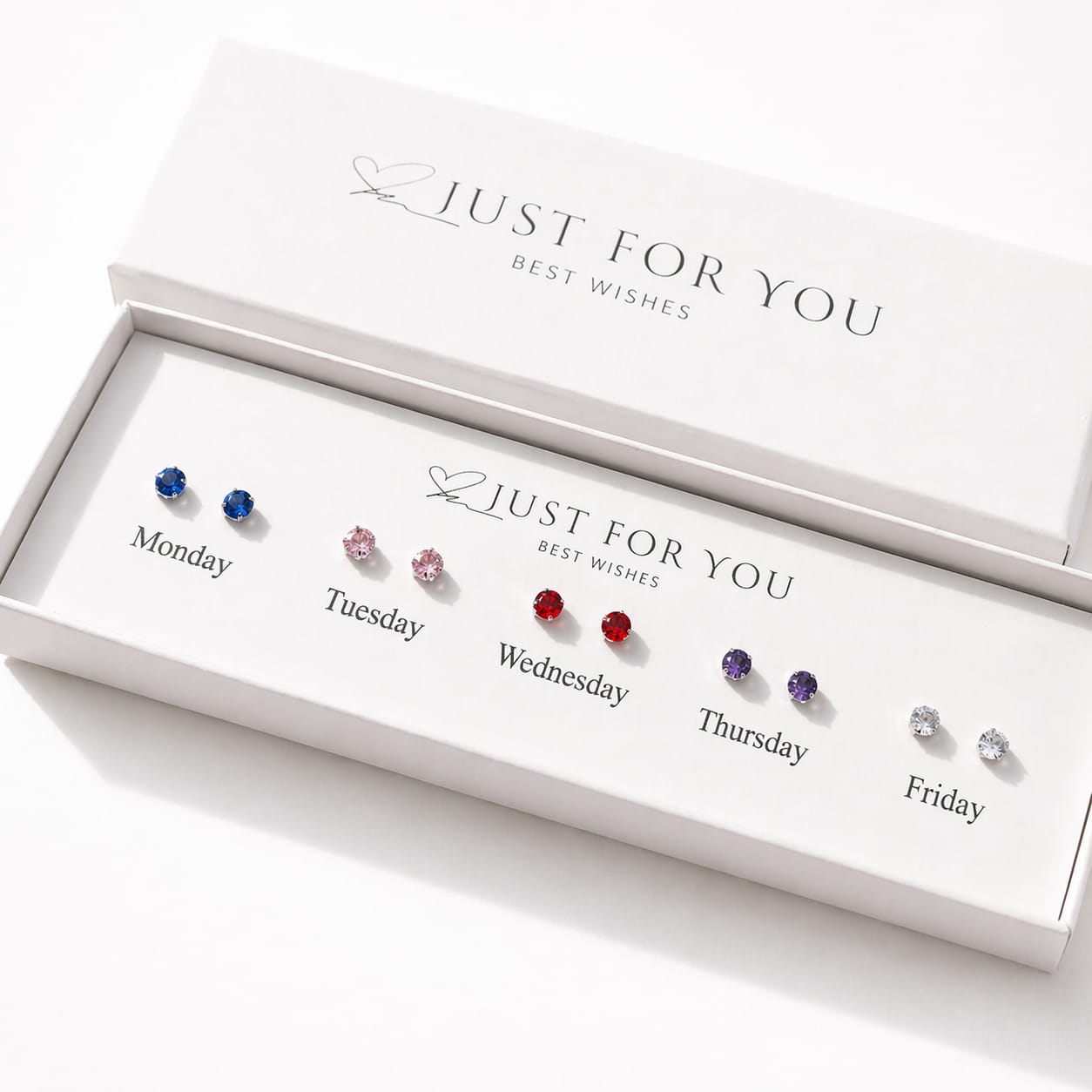 Days of the Week Crystal Stud Earring Set | Gold Plated
