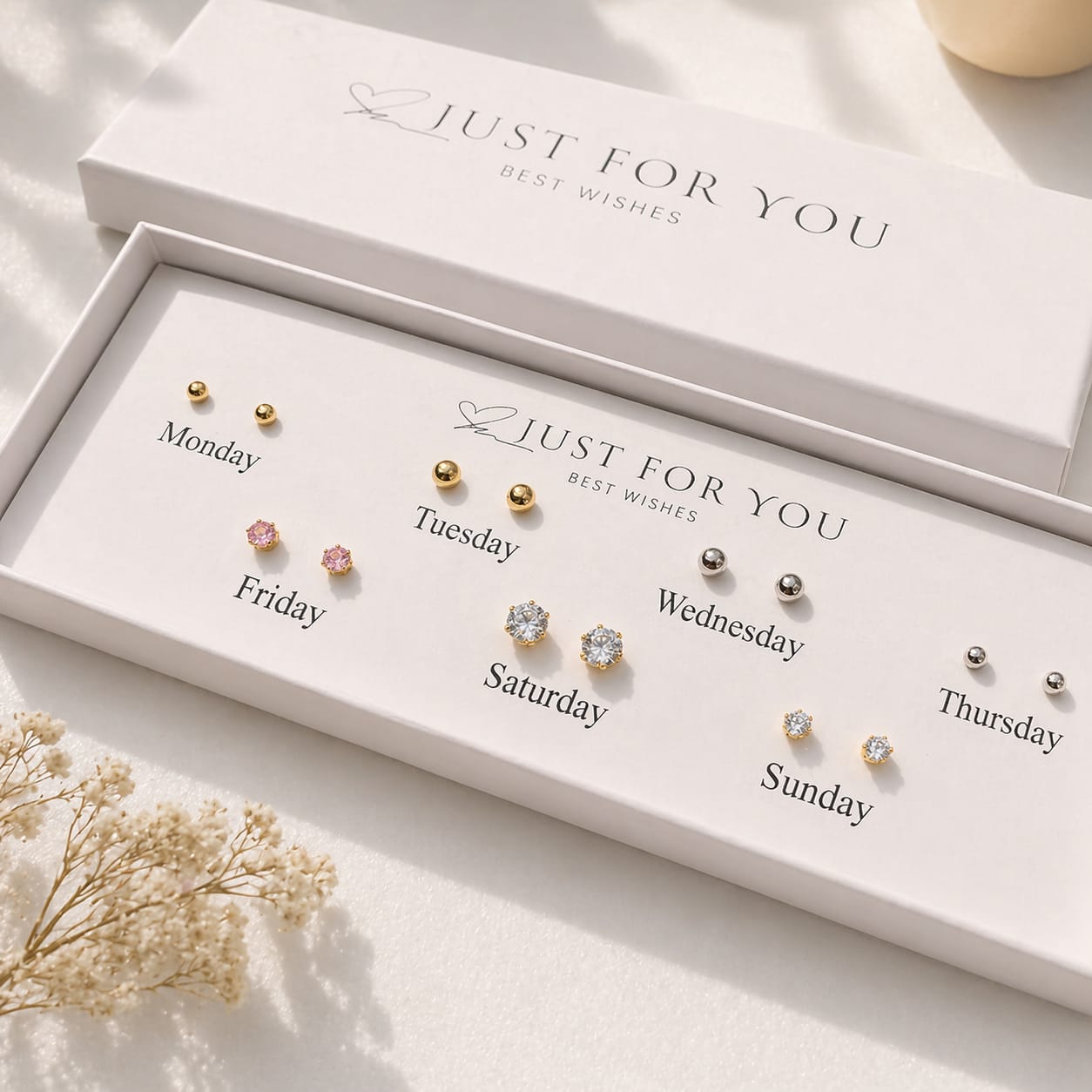 Stud Earrings Set (7 Pairs) | Gold & Silver