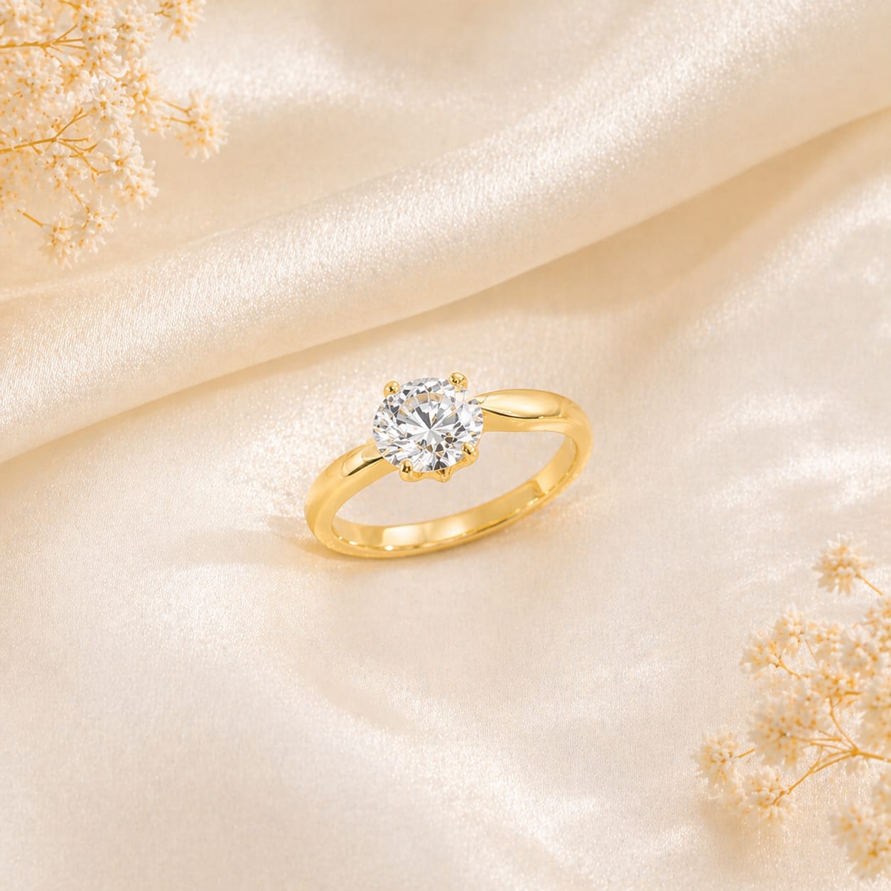 Bridal Style CZ Ring | 14K Gold Plated