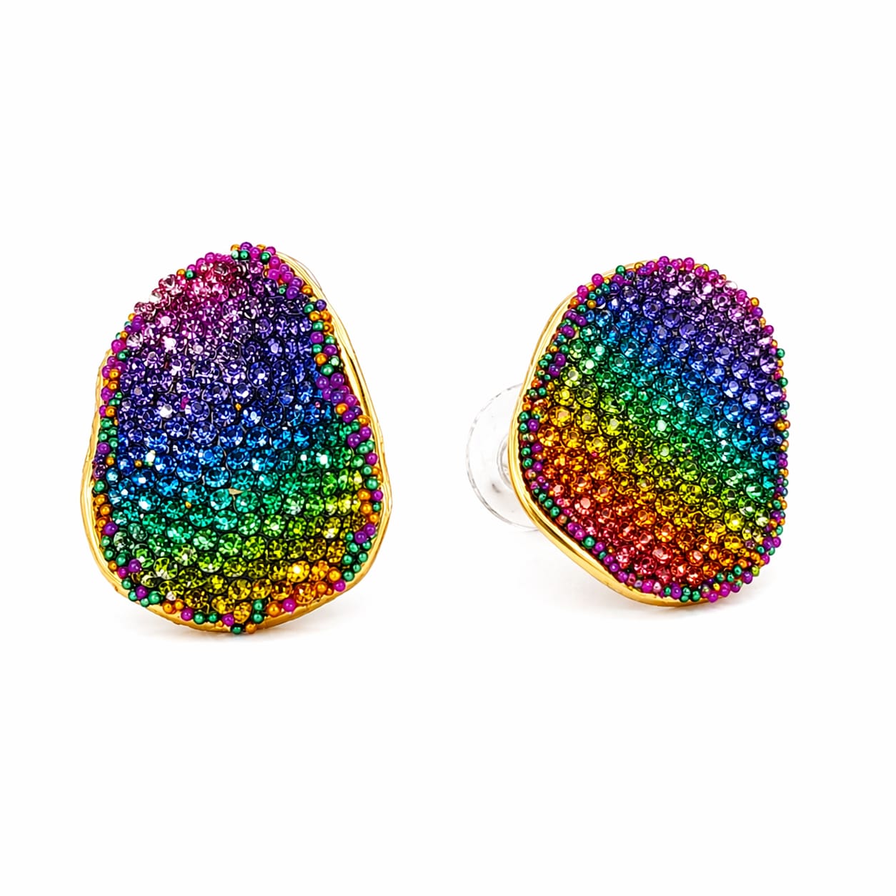 Vibrant Mixed Colour Zircon Stud Earrings | Hot Pink & Multicolour