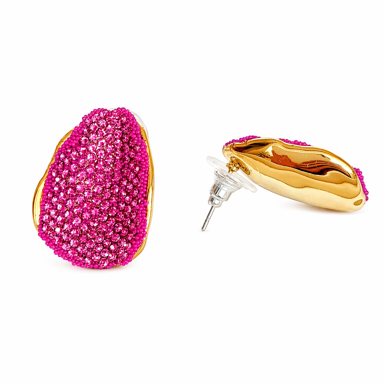 Vibrant Mixed Colour Zircon Stud Earrings | Hot Pink & Multicolour