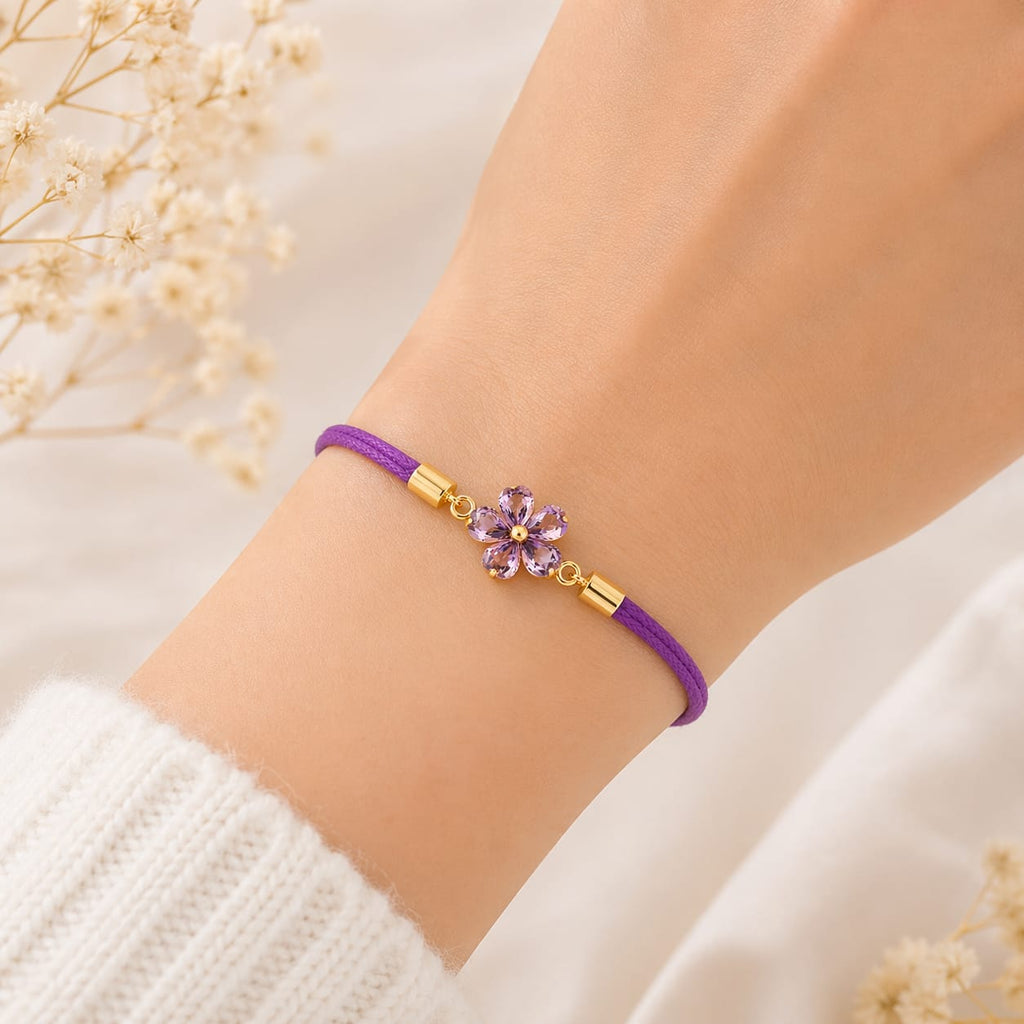 Lavender Crystal Flower Bracelet