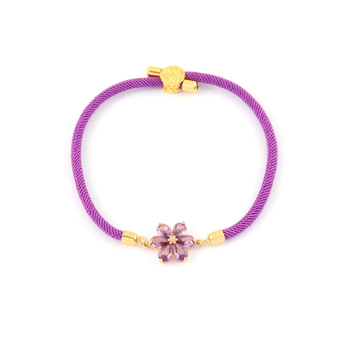 Lavender Crystal Flower Bracelet | Adjustable | 304 Stainless Steel