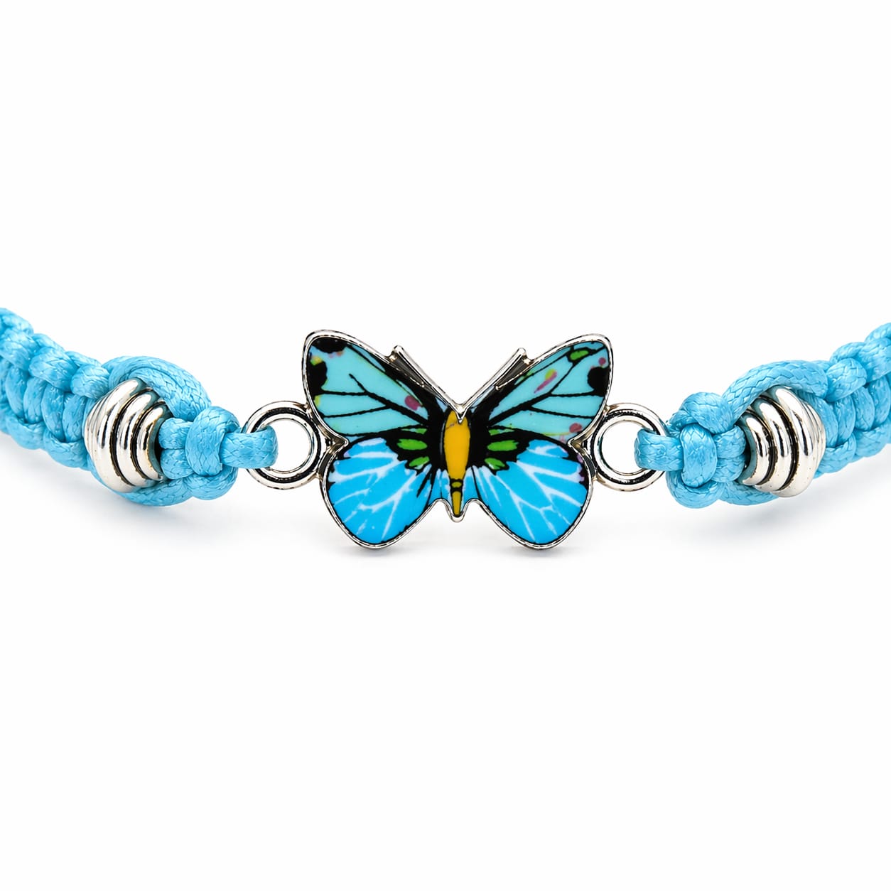 Butterfly Charm Bracelet | Adjustable Nylon | Black, Red, Pink & Blue