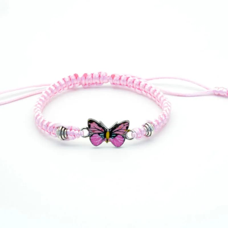Butterfly Charm Bracelet | Adjustable Nylon | Black, Red, Pink & Blue