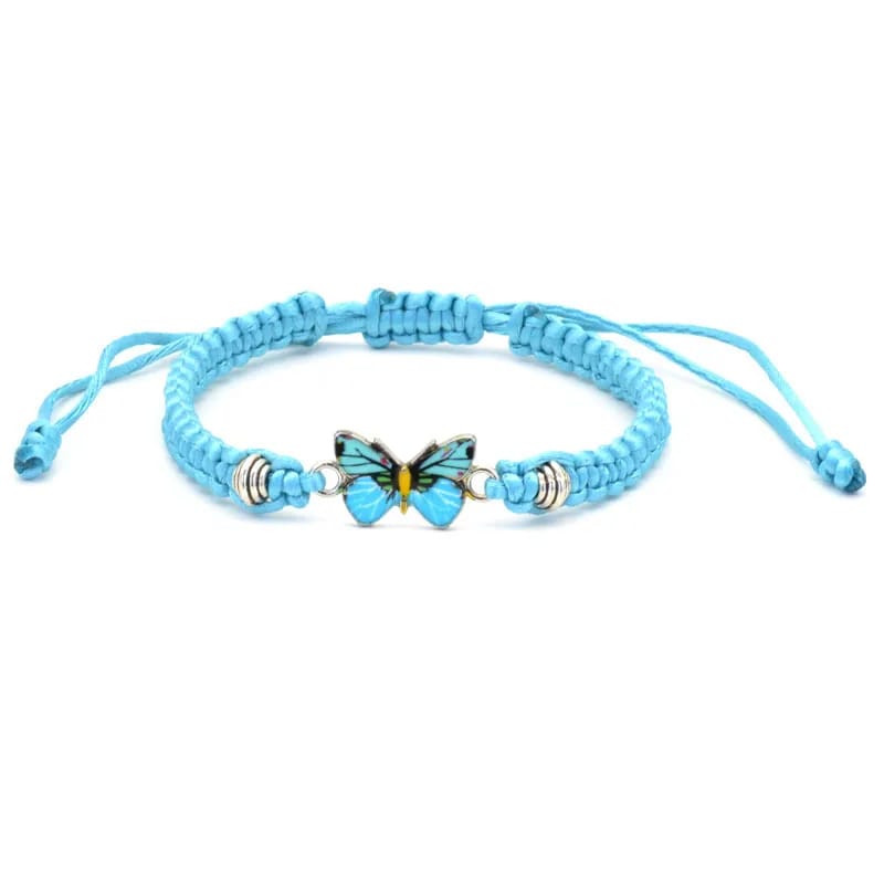Butterfly Charm Bracelet | Adjustable Nylon | Black, Red, Pink & Blue
