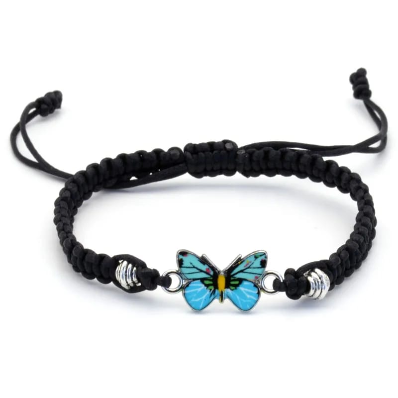 Butterfly Charm Bracelet | Adjustable Nylon | Black, Red, Pink & Blue