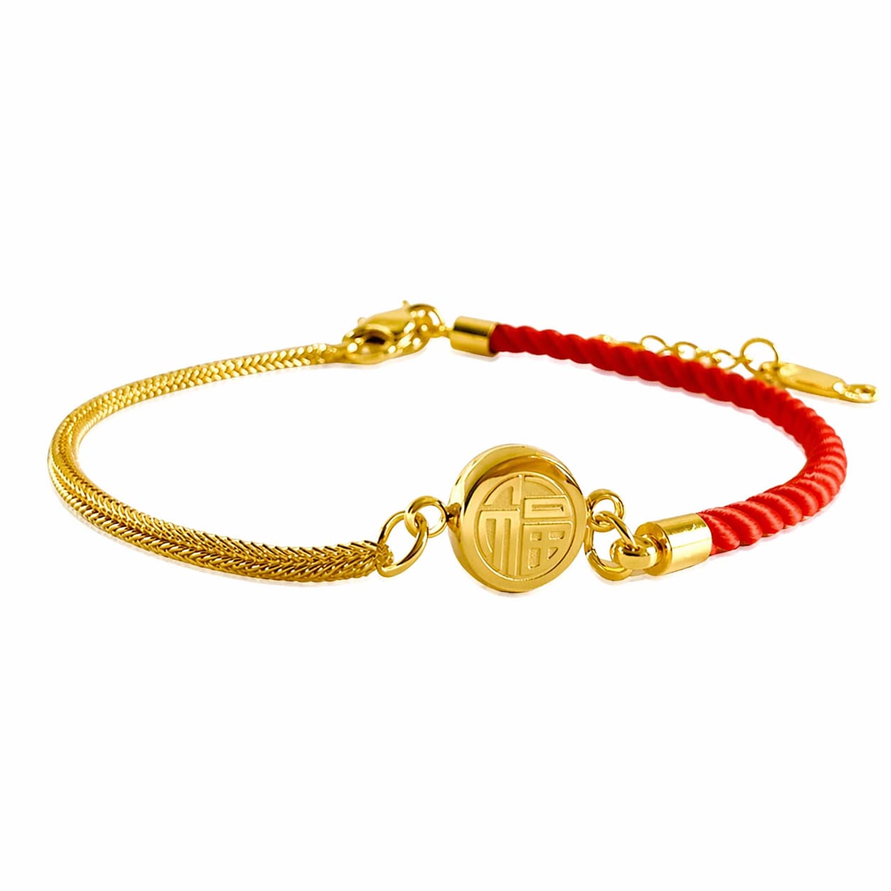Snake Chain & Red Cord Bracelet | 18K Gold Plated | PVD Coated