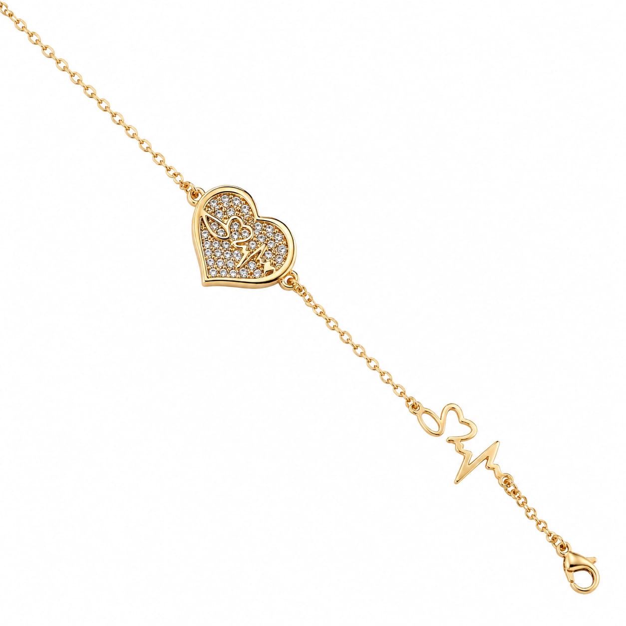 Crystal Heart Bracelet | Gold Plated