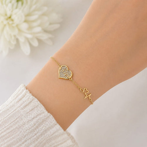 Crystal Heart Bracelet | Gold Plated