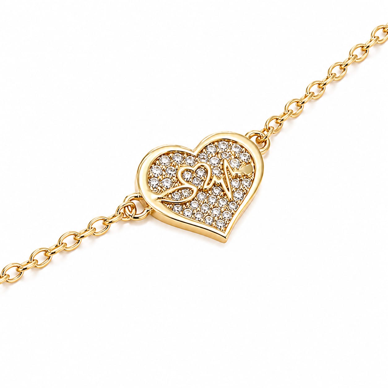 Crystal Heart Bracelet | Gold Plated