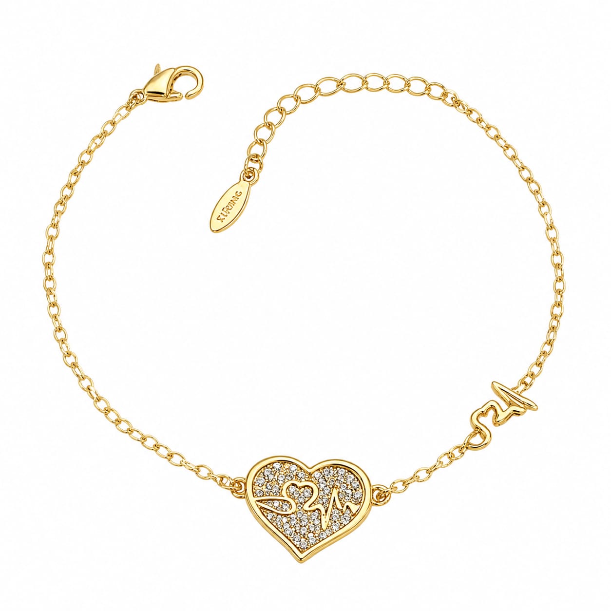 Crystal Heart Bracelet | Gold Plated
