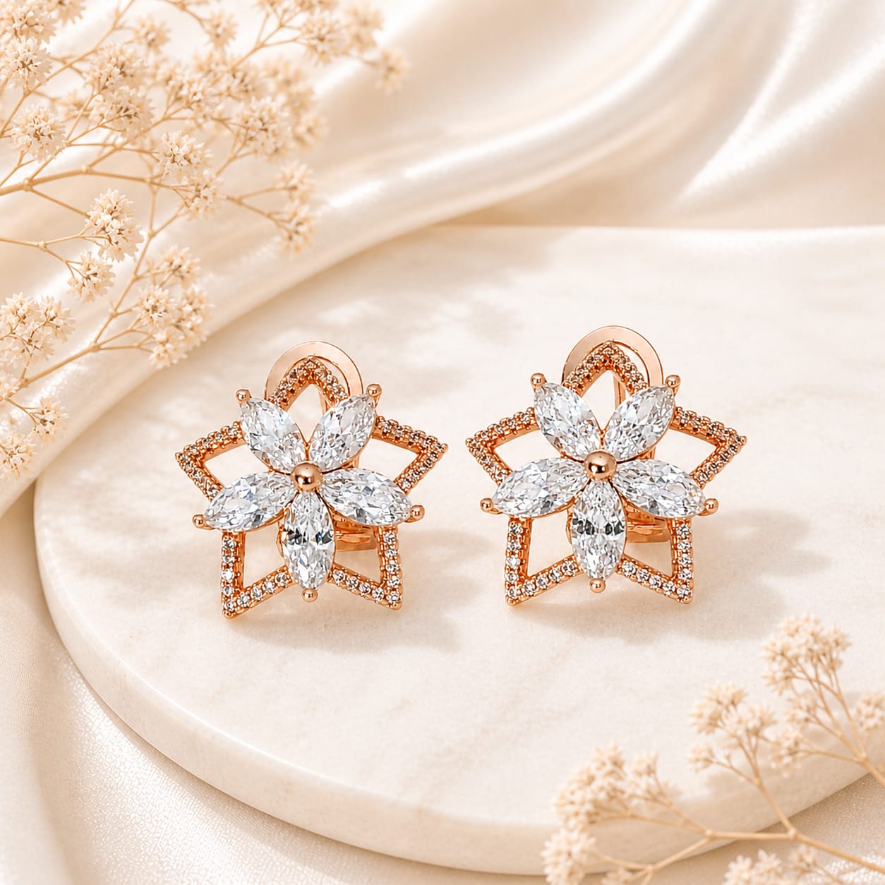 Star Petal Stud Earrings | 18K Gold Plated Stainless Steel