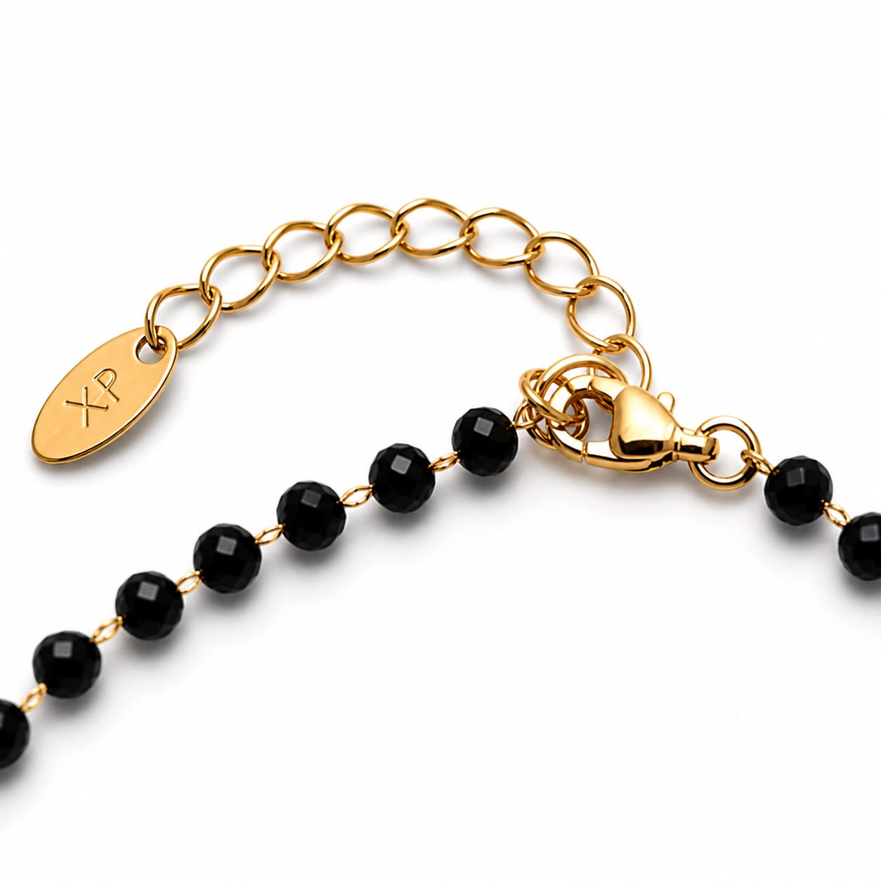 Black Beaded Bracelet | 24K Gold Plated