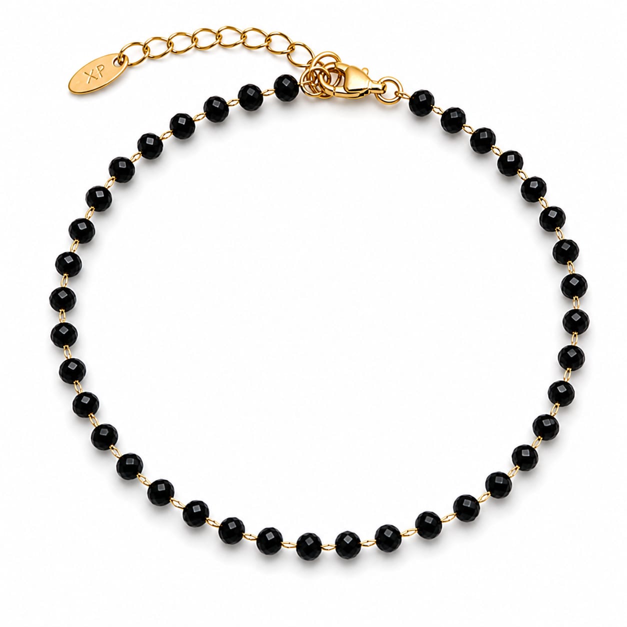 Black Beaded Bracelet | 24K Gold Plated