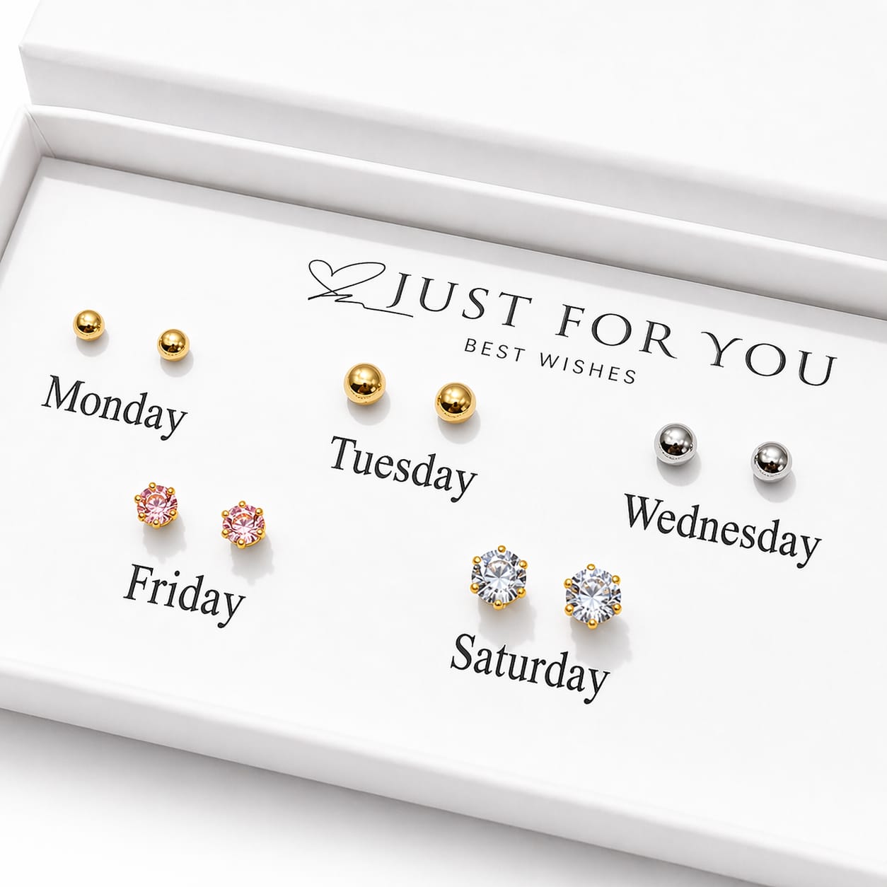 Stud Earrings Set (7 Pairs) | Gold & Silver