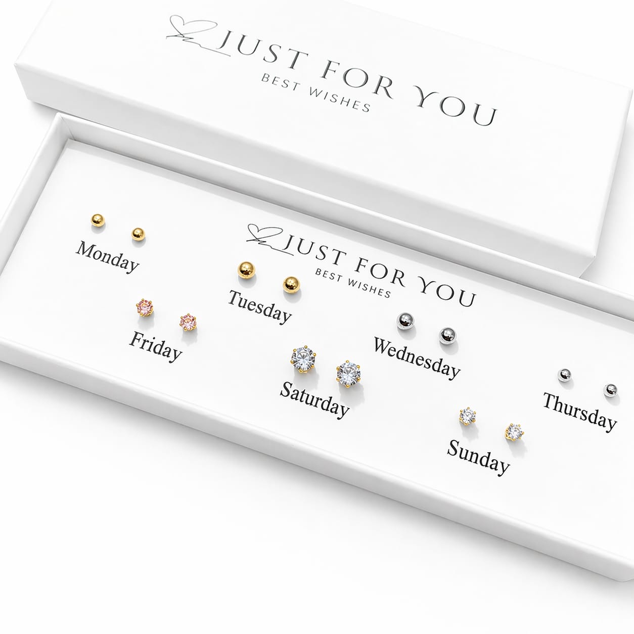 Stud Earrings Set (7 Pairs) | Gold & Silver