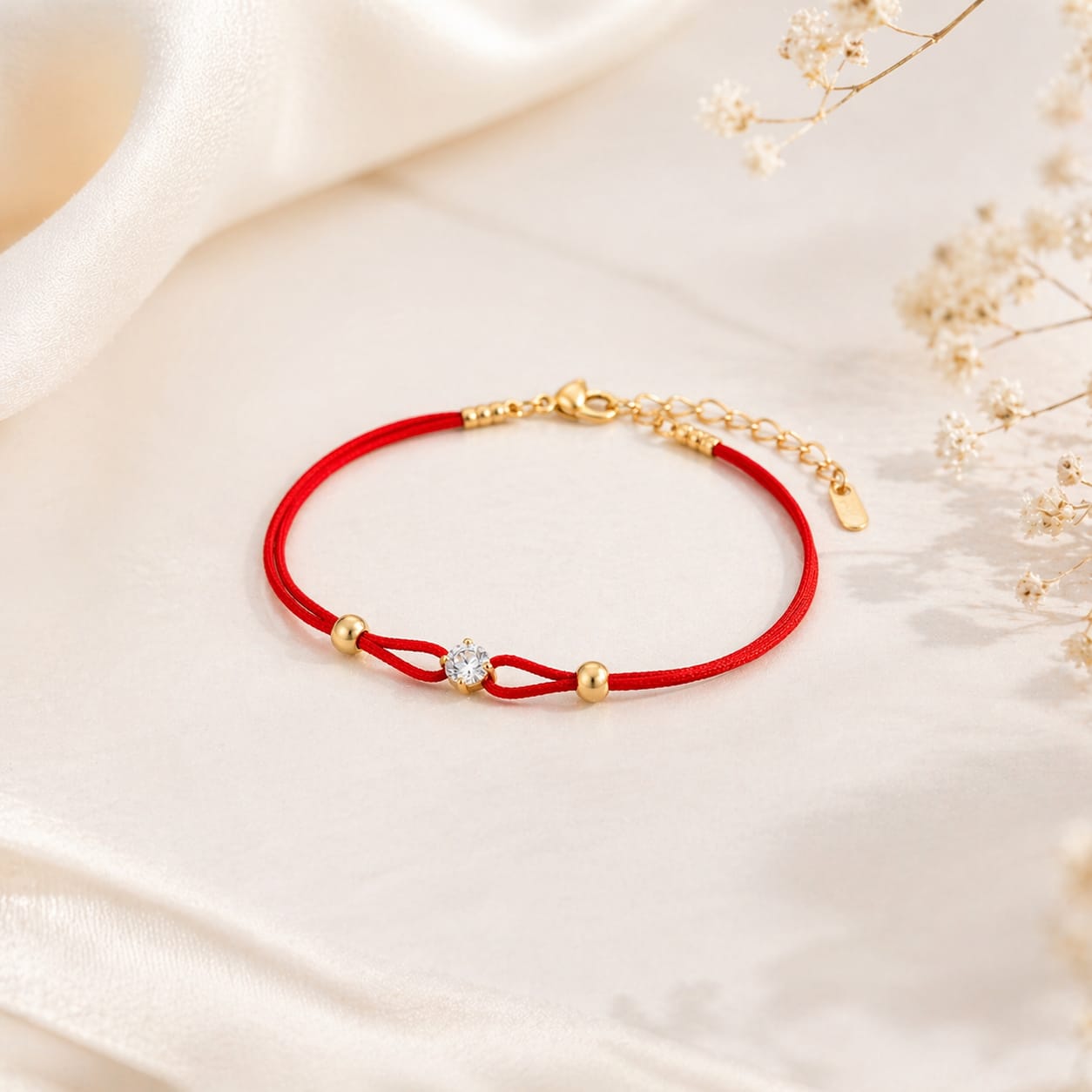 Red Twisted Bracelet | Gold Plated