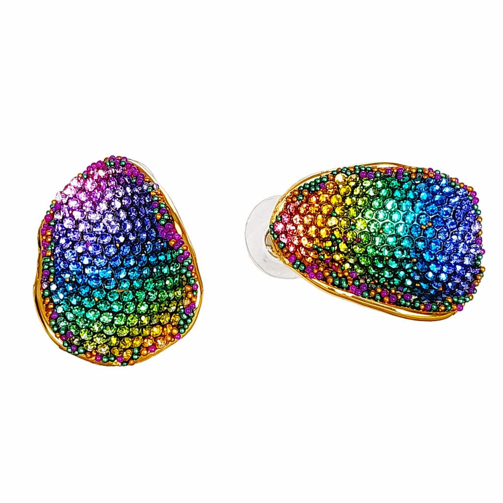 Mixed Colour Zircon Stud Earrings | Gold Plated