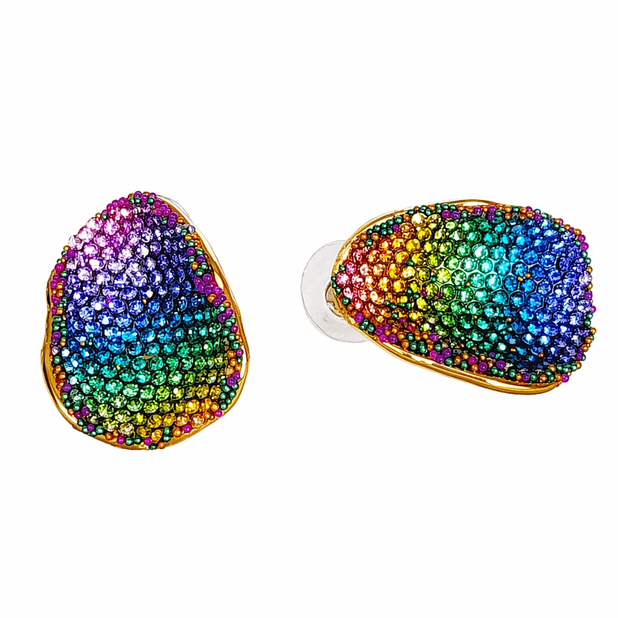Vibrant Mixed Colour Zircon Stud Earrings | Hot Pink & Multicolour