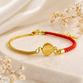 Snake Chain Red Cord Bracelet | Gold Plated