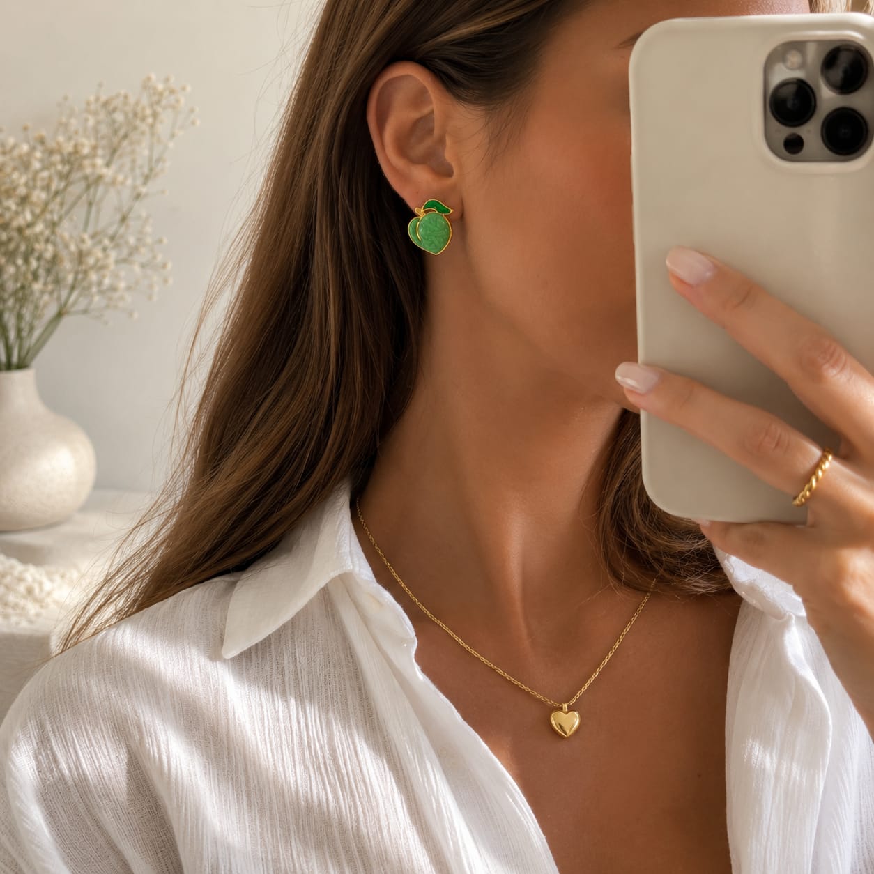 Peach Charm Earrings | Gold Plated
