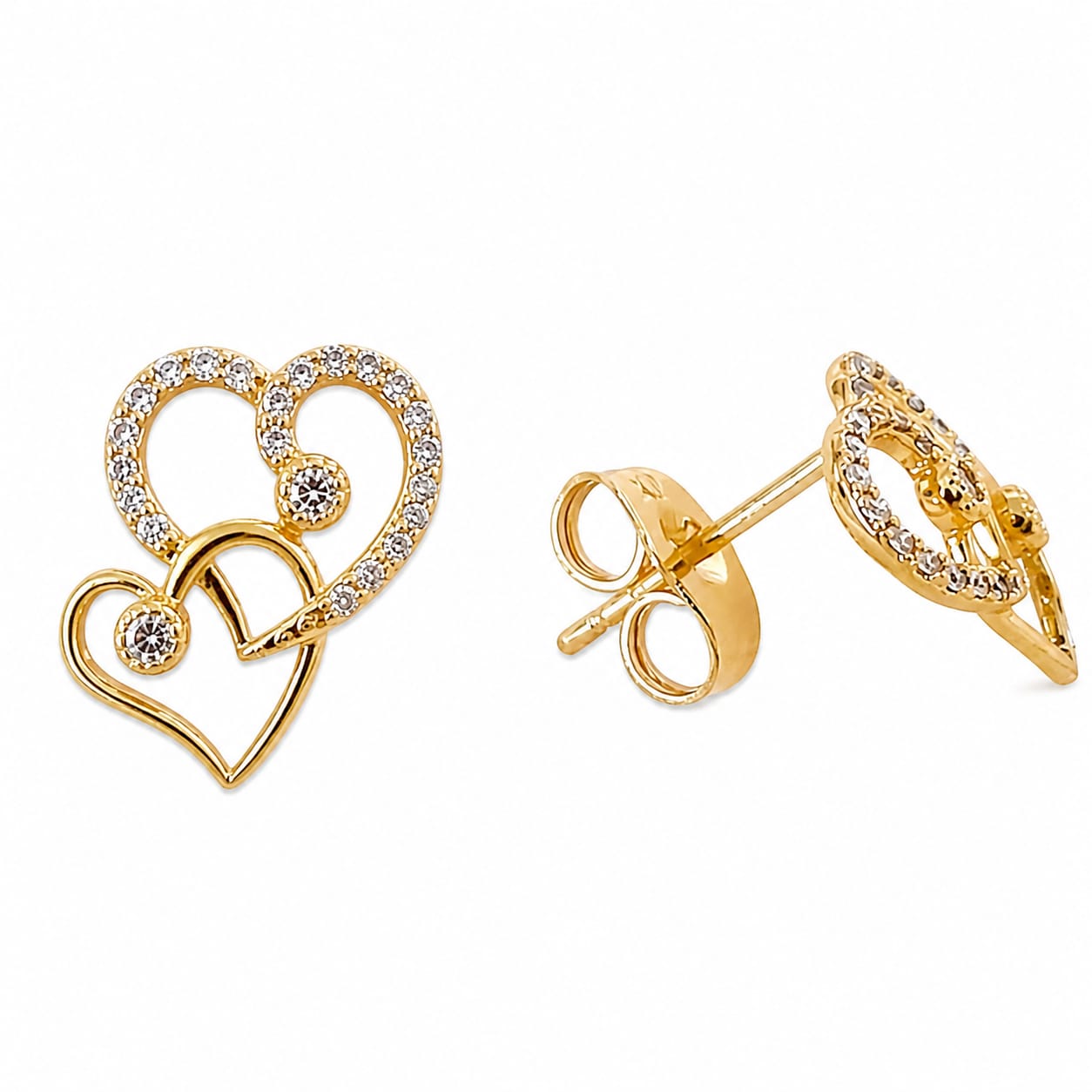 Golden Heart Glow Stud Earrings